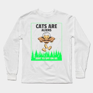 Funny Cat Aliens Long Sleeve T-Shirt